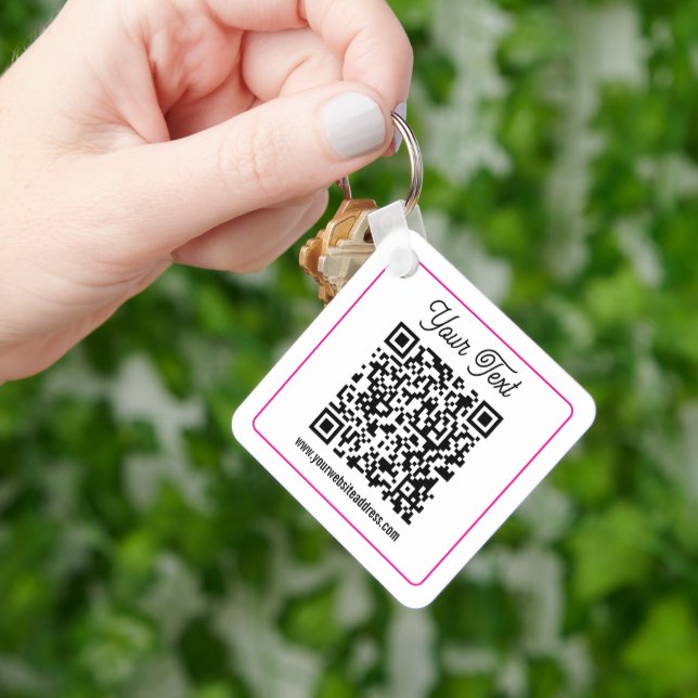 Scannable QR code with Cursive Script Handwriting Keychain (Hand)
