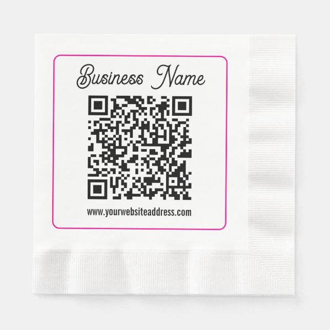 Scannable QR code with Cursive Script Handwriting Napkins (Front)