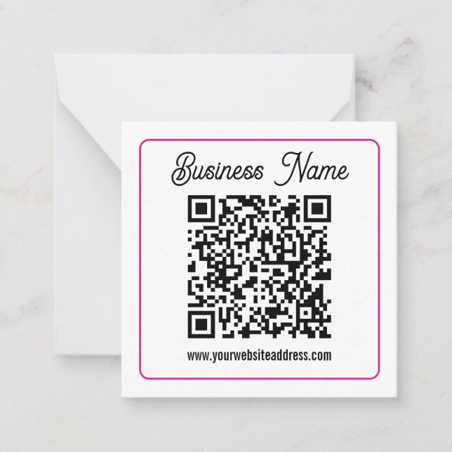 Scannable QR code with Cursive Script Handwriting Note Card (Front)