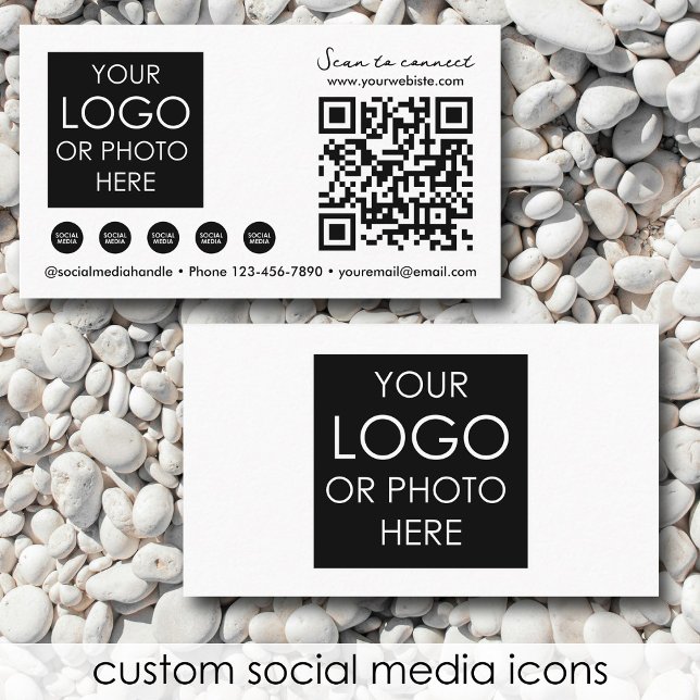 Scannable Social Media QR Code White Business Logo Business Card (Scannable Social Media QR Code White Business Logo Business Card)