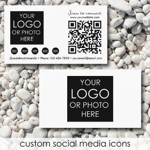 Scannable Social Media QR Code White Business Logo Card
