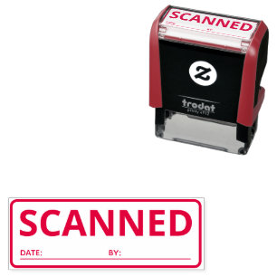 Scanned Date Text Business Office Self-inking Stamp