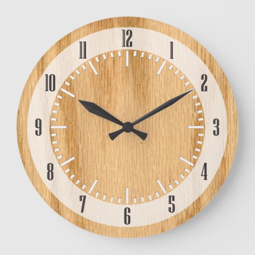 Scanned Detailed Red Oak Veneer Woodgrain Large Clock