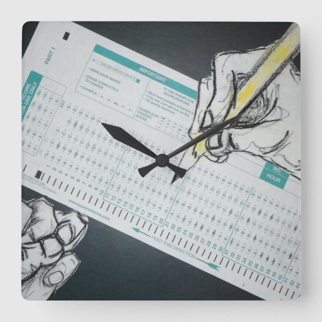 scantron illustration square wall clock (Front)