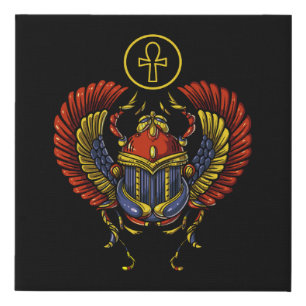 Scarab Ankh Egyptian Eye Of Horus Ancient Symbol Faux Canvas Print