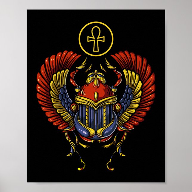 Scarab Ankh Egyptian Eye Of Horus Ancient Symbol Poster (Front)