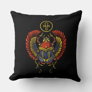 Scarab Ankh Egyptian Eye Of Horus Ancient Symbol Throw Pillow