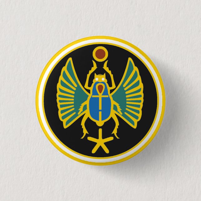 Scarab Badge in Ancient Egyptian Colors Button (Front)