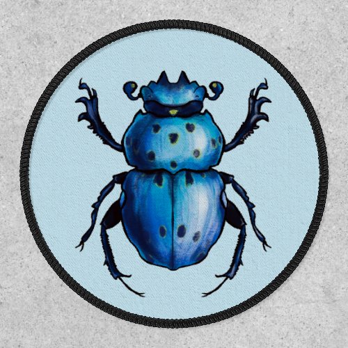 Scarab Beetle Art Blue Entomology Insect Patch