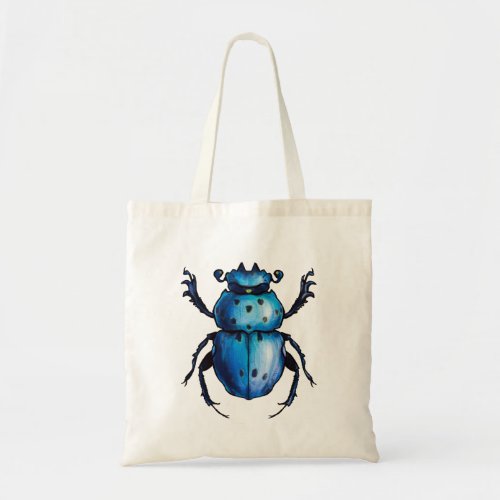 Scarab Beetle Art Blue Insect Entomology Tote Bag