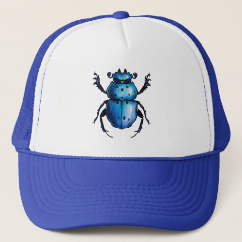 Scarab Beetle Art Blue Insect Entomology Trucker Hat