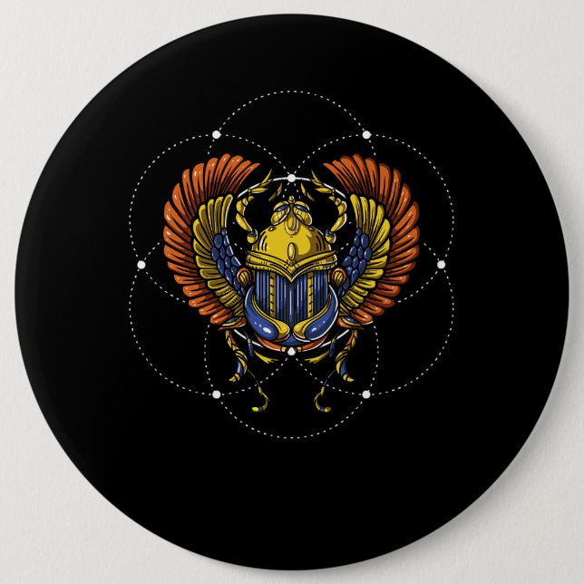 Scarab Beetle Egyptian Symbol Sacred Geometry Button (Front)