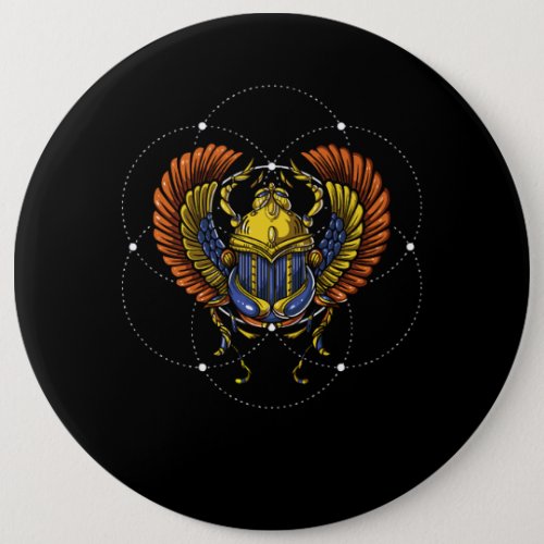 Scarab Beetle Egyptian Symbol Sacred Geometry Button