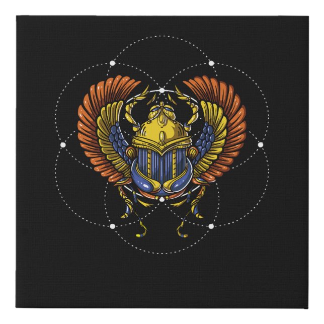 Scarab Beetle Egyptian Symbol Sacred Geometry Faux Canvas Print (Front)