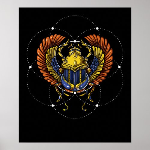 Scarab Beetle Egyptian Symbol Sacred Geometry Poster