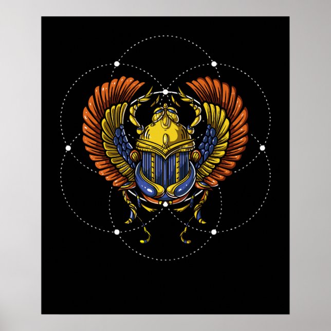 Scarab Beetle Egyptian Symbol Sacred Geometry Poster (Front)