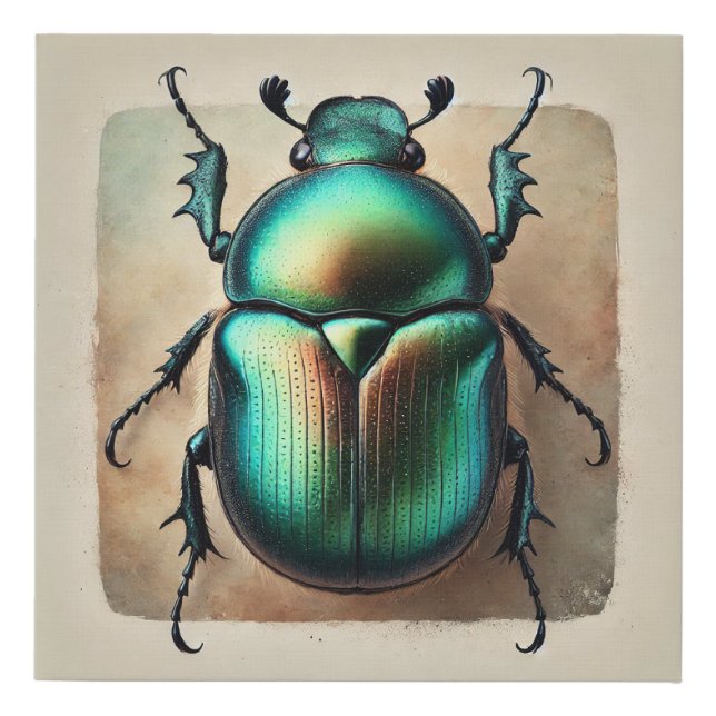 Scarab Beetle in Watercolor 040924IREF239 - Waterc Faux Canvas Print (Front)