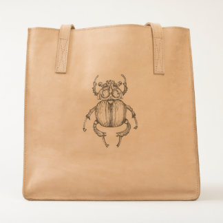 Scarab Etching Leather Tote