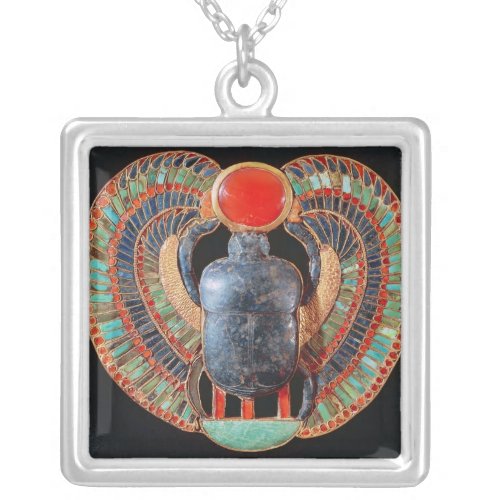 Scarab pectoral from the tomb of Tutankhamun Silver Plated Necklace