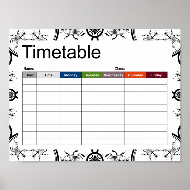 Scarab tile line pattern  timetable poster (Front)