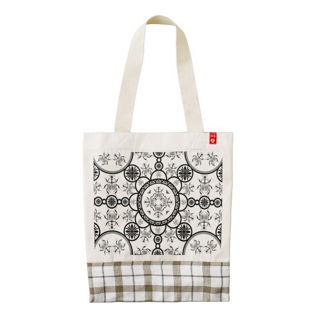 Scarab tile line pattern zazzle HEART tote bag (Back)
