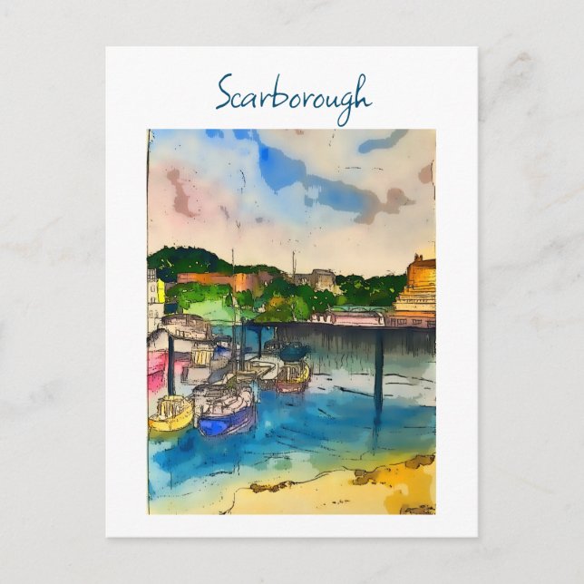 Scarborough Watercolour  Postcard (Front)