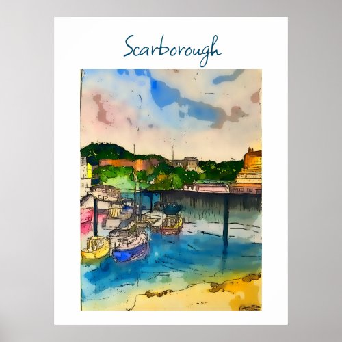 Scarborough Watercolour  Poster