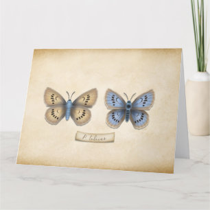 Scarce Large Blue Butterfly Specimen Customizable  Letterpress Thank You Card