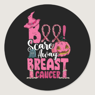 Scare away Breast Cancer Awareness Pink Ghost Hall Classic Round Sticker