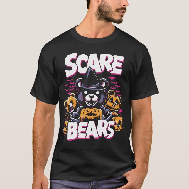 Scare Bears Spooky Funny Halloween Design T-Shirt (Front)