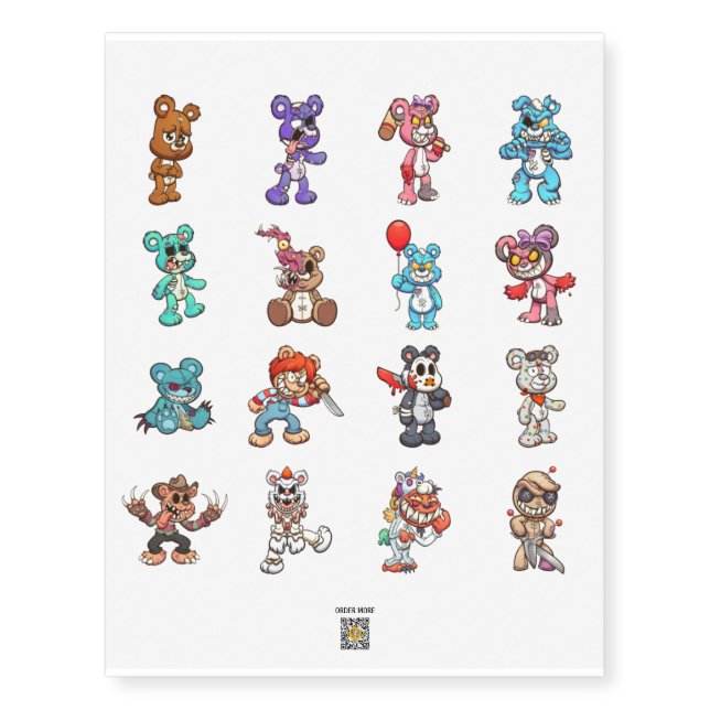 Scare Bears Temporary Tattoos (Front)