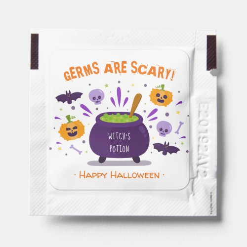 Scare Germs Away Potion Happy Halloween Cauldron Hand Sanitizer Packet
