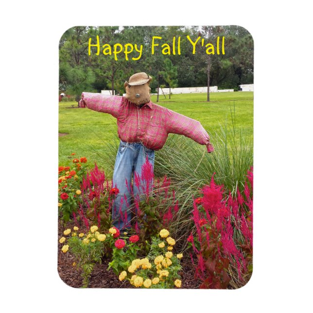 Scarecrow and fall flowers at Bok Tower Gardens FL Magnet (Vertical)