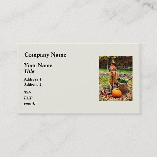 Scarecrow and Pumpkin Business Card (Front)