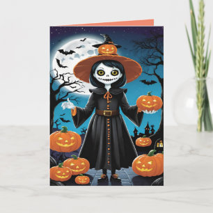 Scarecrow and pumpkin Halloween Card 