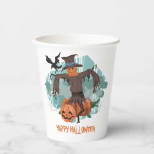 Scarecrow And Pumpkin Halloween Paper Cups