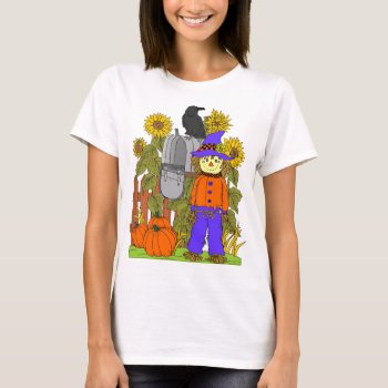 Scarecrow And Pumpkins T-shirt by Eclectic_Ramblings at Zazzle