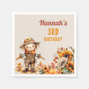 Scarecrow and Sunflower Fall Birthday Napkins