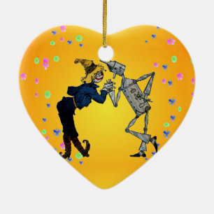 Scarecrow and Tin Man Ceramic Ornament