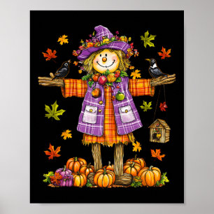 Scarecrow Autumn Fall Season Pumpkin Thanksgiving Poster