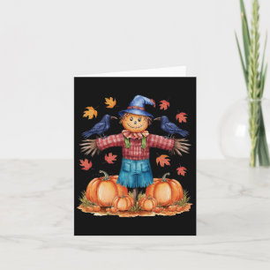 Scarecrow Autumn Hello Fall Pumpkin Thanksgiving H Card