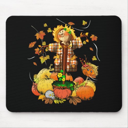 Scarecrow Autumn Hello Fall Pumpkin Thanksgiving H Mouse Pad