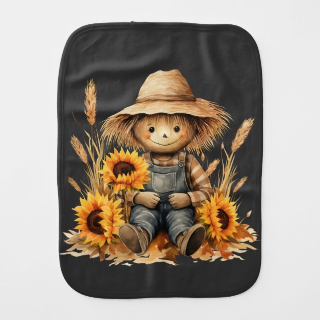 Scarecrow  baby burp cloth (Front)