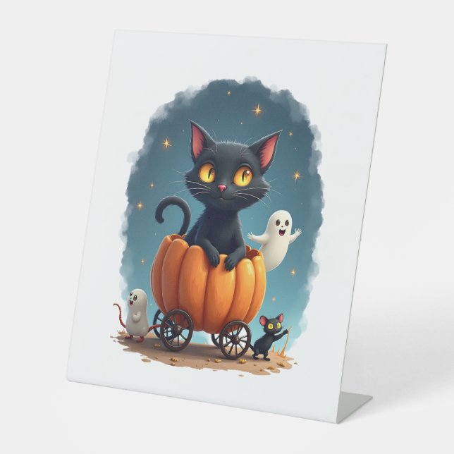 Scarecrow Cat Sentinel Pedestal Sign (Front)