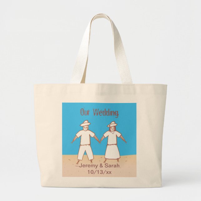 Scarecrow Couple Our Halloween Wedding Large Tote Bag (Front)