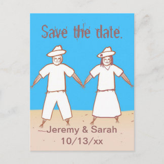 Scarecrow Couple Save the date Postcards