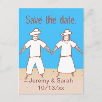 Scarecrow Couple Save The Date Postcards by Cherylsart at Zazzle