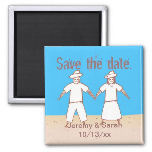 Scarecrow Couple Save the Date Wedding Magnets