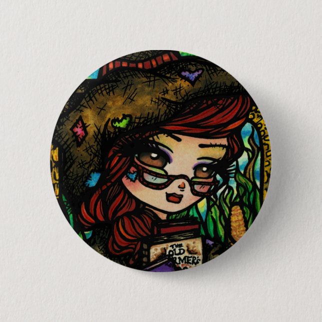 Scarecrow Fairytale Girl Fairy Fantasy Button (Front)