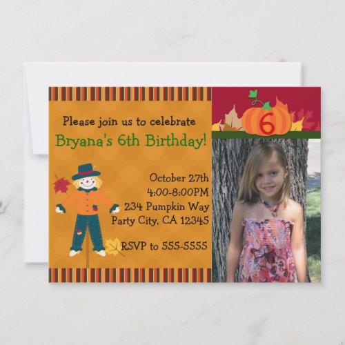 Scarecrow Fall Autumn Photo Party Invitation